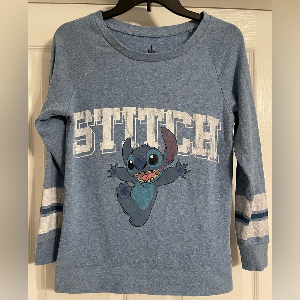 Disney Parks Blue Stitch Jersey Long Sleeve Top